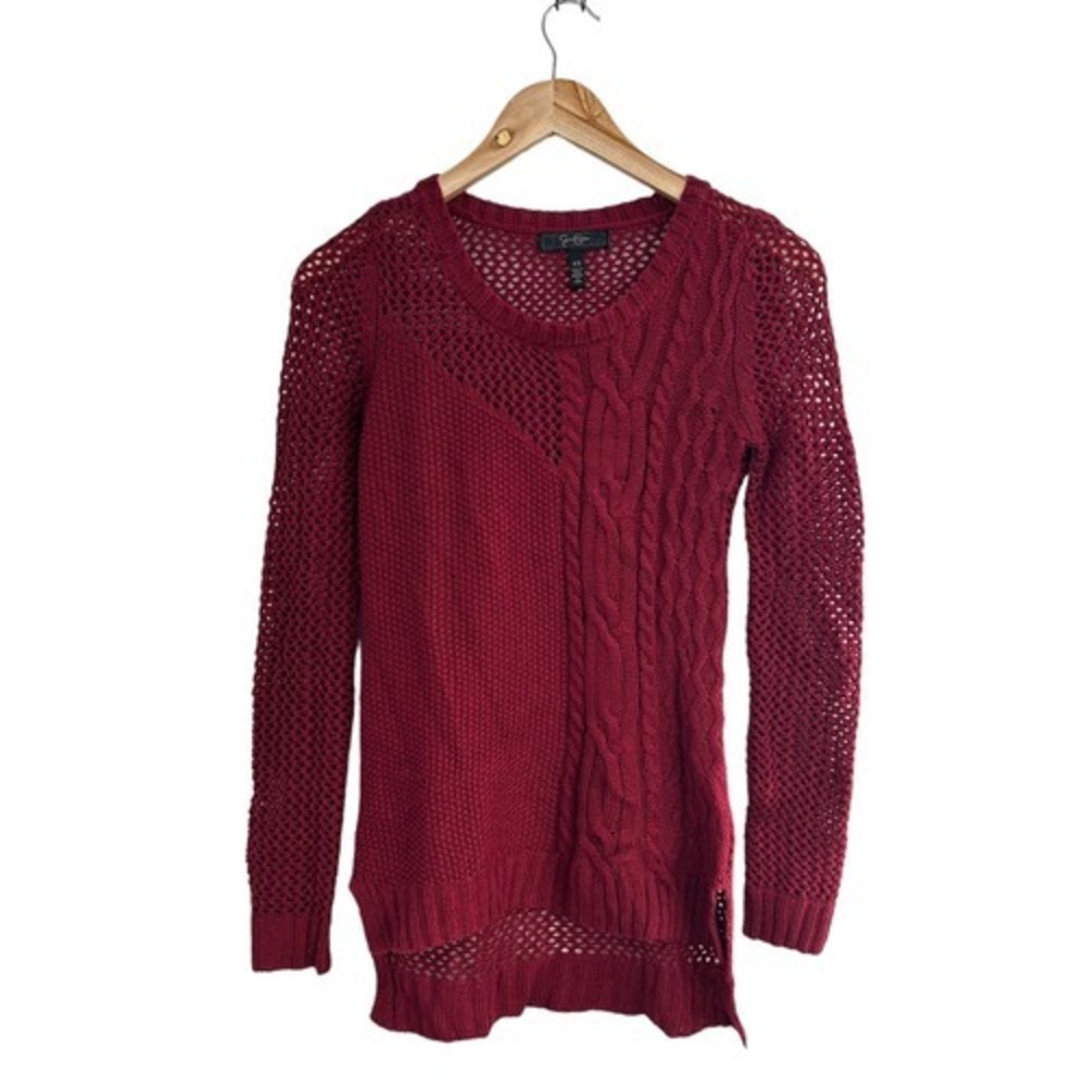 Jessica Simpson Knit Sweater  Burgundy‎ Knit Hi  XS Lightweight Chic